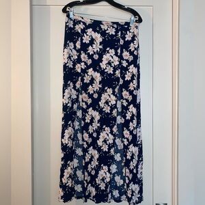 floral skirt with double slit